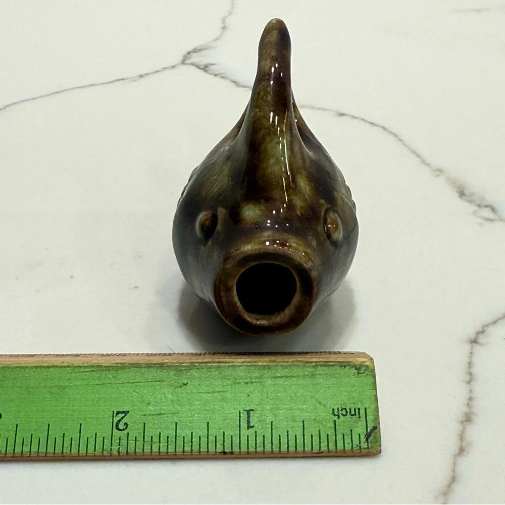 Vintage Ceramic Brown Fish Toothpick Holder 3